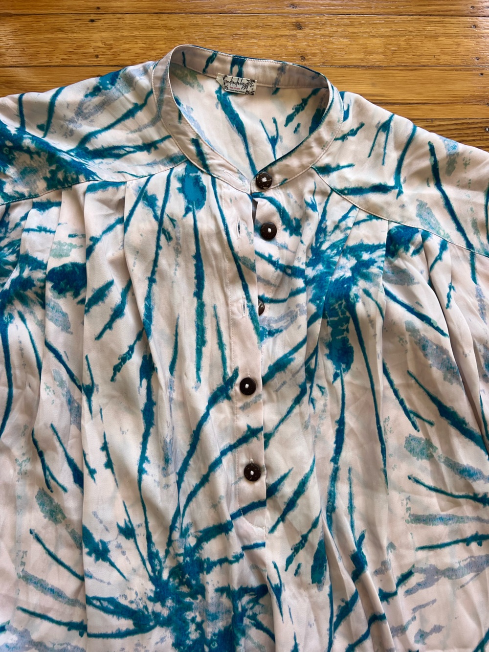 FP Intimately Free People turquoise blue light pinkish cream tie-dye set - Picture 9 of 10
